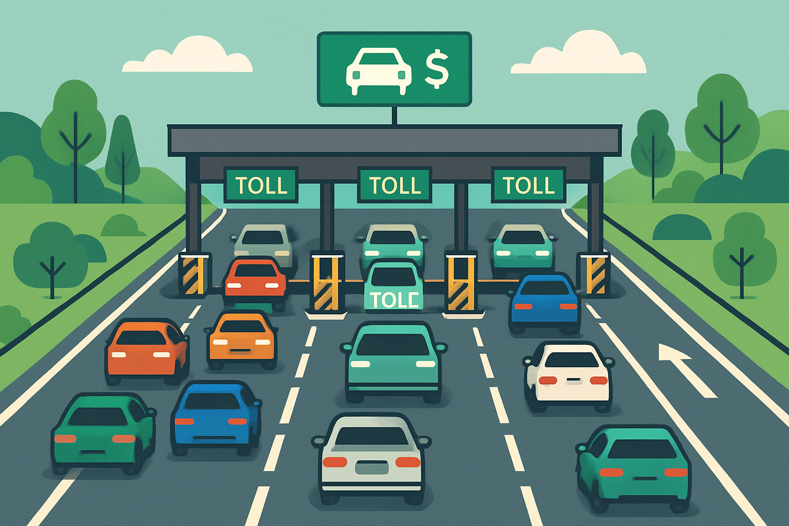 Efficient traffic flow through paid road system